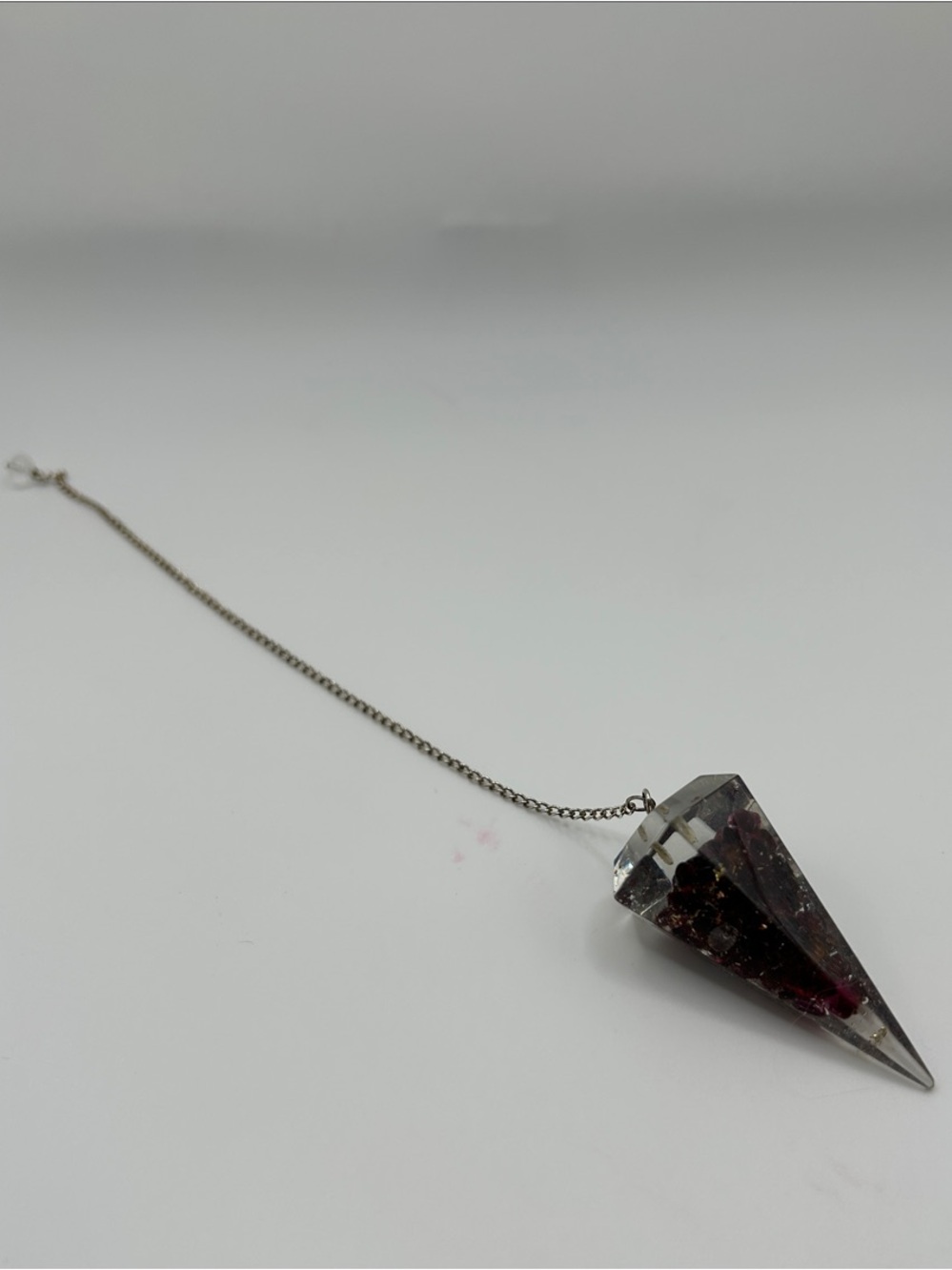Garnet filled Crystal Pendulum for Dowsing